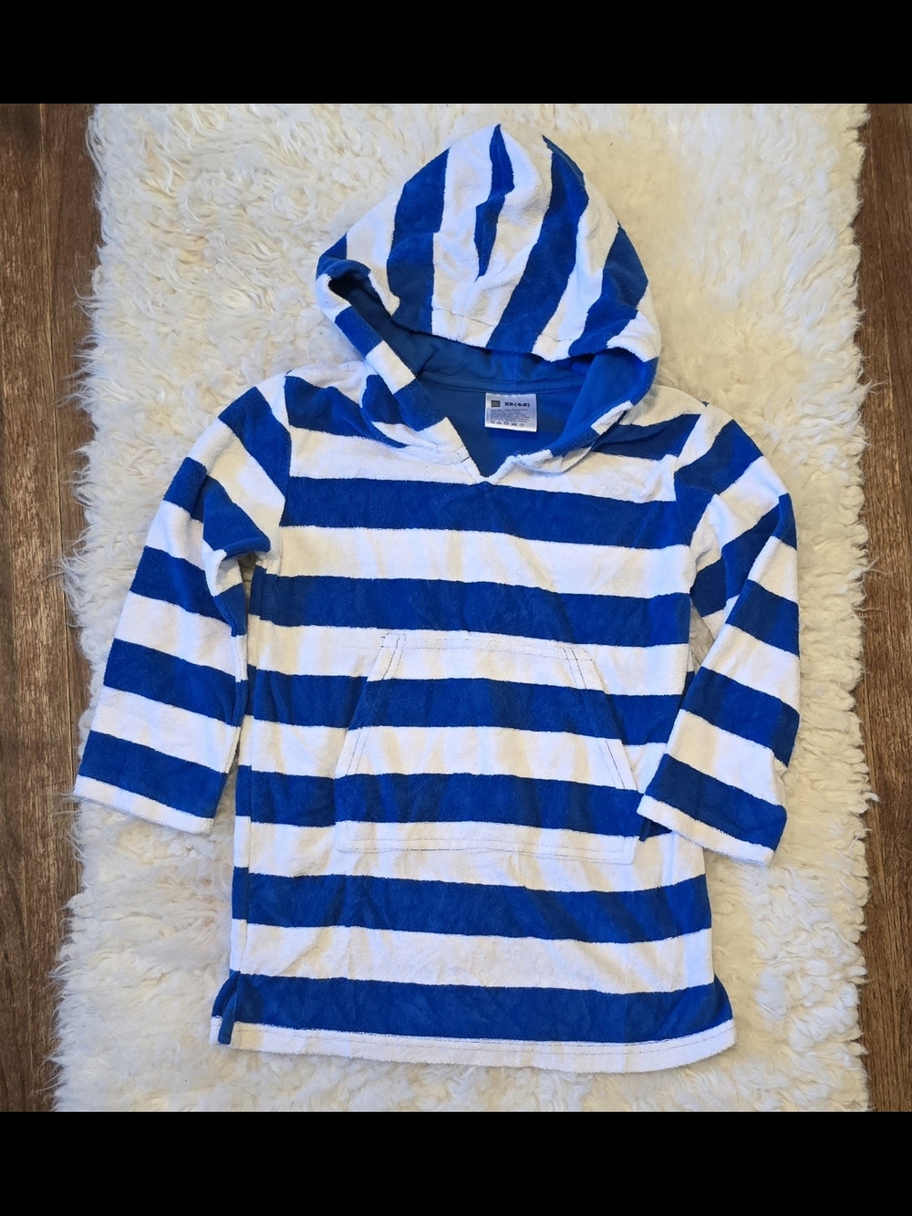 Swim Coverup-Terry Shirt Blue & White X-small 4/5 Unisex